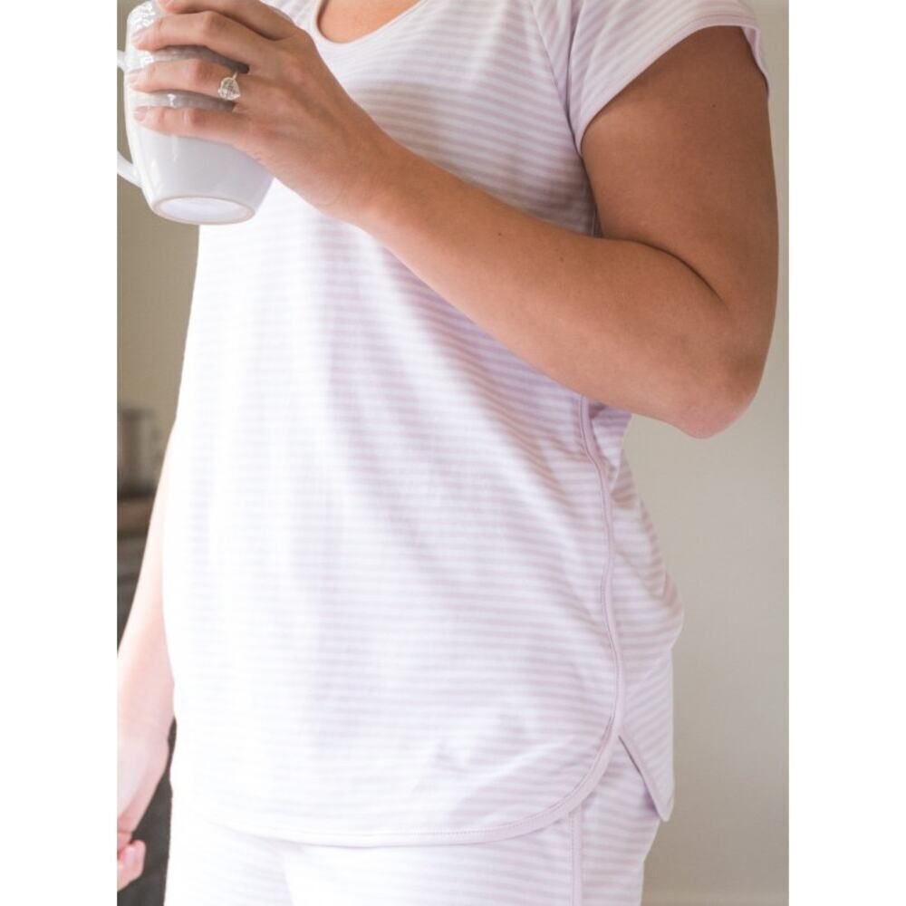 Lake Purple Striped Short Sleeve Pajama Top Sz. M